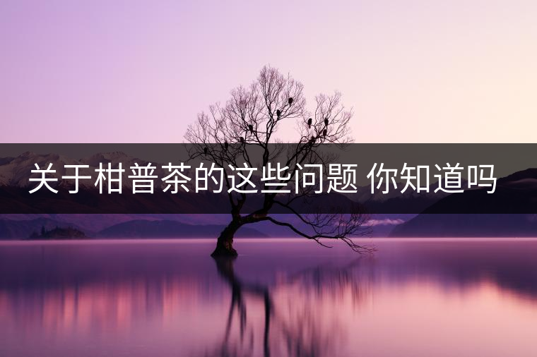 關(guān)于柑普茶的這些問(wèn)題 你知道嗎？（值得收藏）